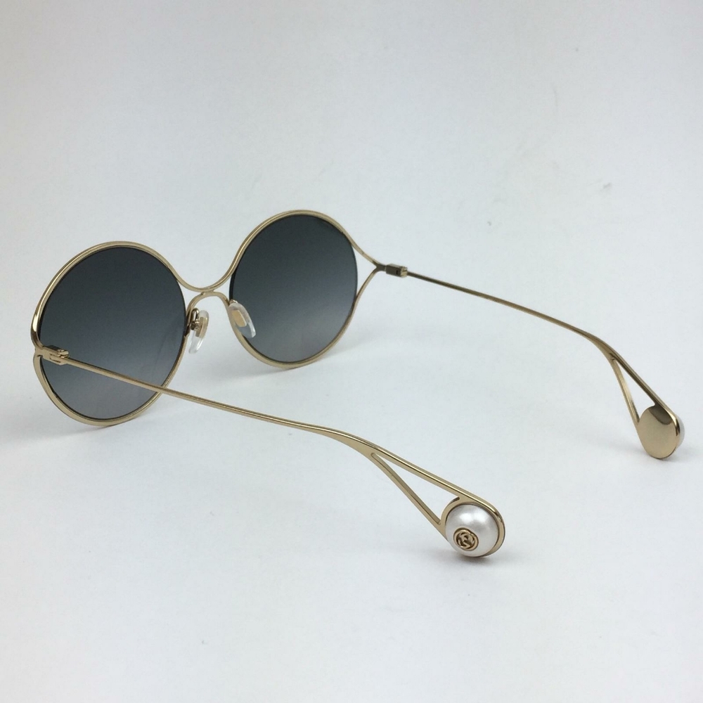 Gucci Gold Frame Round Sunglasses with Gray Gradient Lenses - Picture 5 of 16